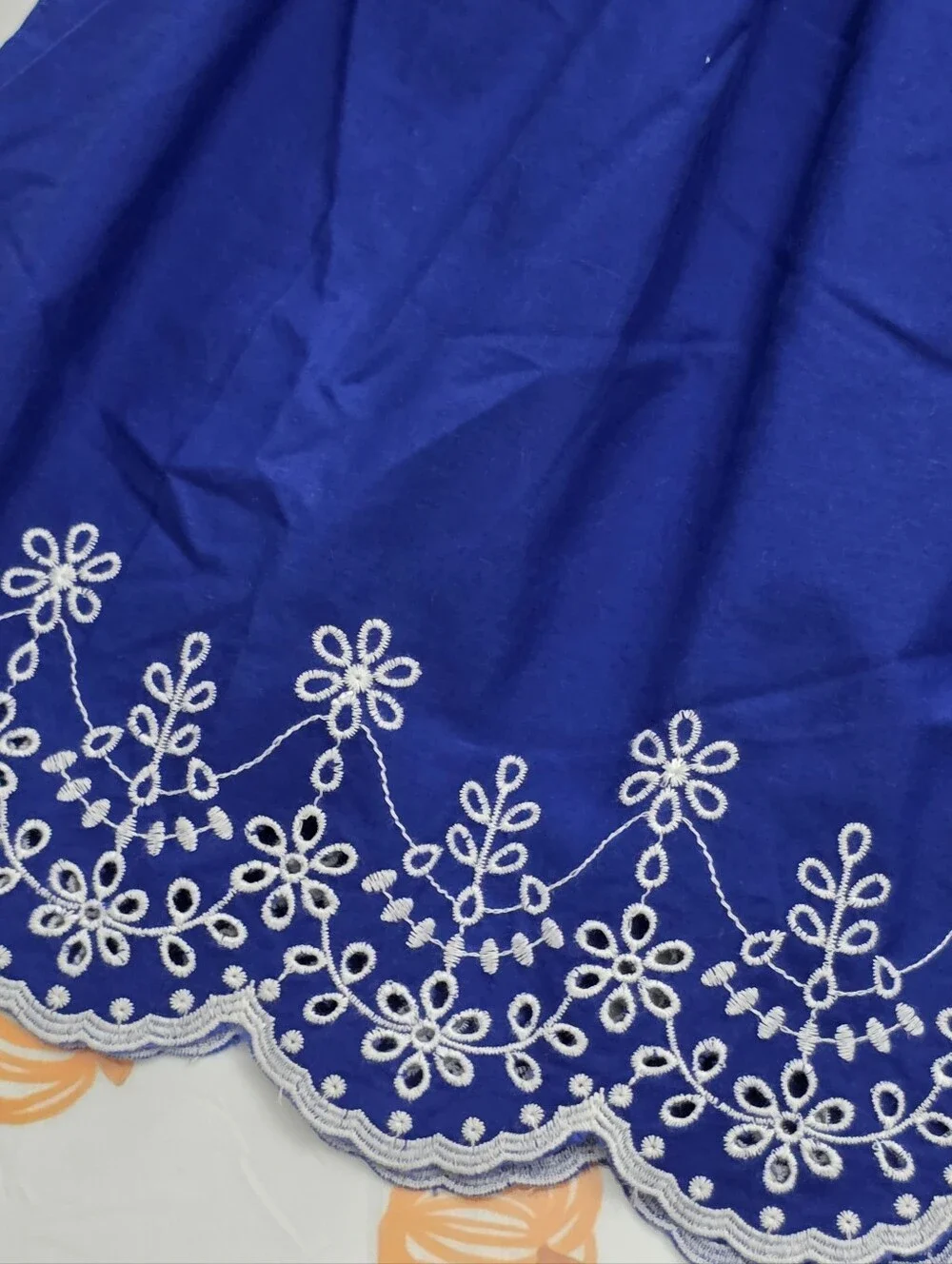 Gymboree Girls Blue Cotton White Embroidery Eyelet Fit & Flare Dress Size 12 NEW